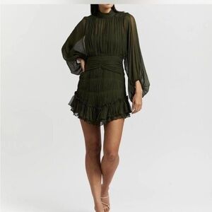 Women’s Shona Joy Dark Green Mini Dress renaissance Cottage Core Size M